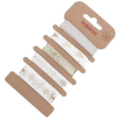 Produktbild: Operitacx 5 Weihnachtsband Festival-stoffband Dekorieren Geschenkband Partyband Dekoratives Band Geschenkbänder Weihnachtsbaumband Weihnachtsdrahtband Band Handwerk Bandlieferanten Yellow