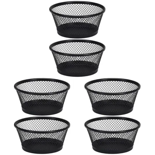 Produktbild: Operitacx 6stücke Mesh Binder Clip Behälter Praktischer Schreibtisch Organizer Für Bürobedarf Platzsparend Und Stabil Für Kleine Utensilien Schwarzes Design