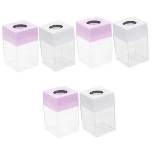 Produktbild: Operitacx 6 Stk Pin-Eimer klarer Behälter quadratischer Ständer Papierklammerhalter Behälter für Büroklammern Büroklammerhalter magnetisch Clip Macaron Container Büroklammer-Box Plastik
