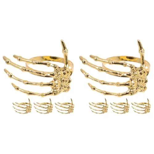 Produktbild: Operitacx 8 Stück Halloween-Skelett-Handserviettenring -Handservietten Legierungs-Skelett-Handserviettenringhalter Für Hochzeitsbankett Halloween-Party Esstischdekoration