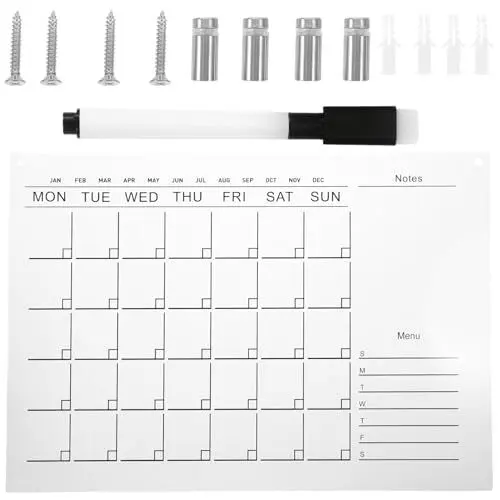 Produktbild: Operitacx Acrylkalender für die Wand 40 x 30 cm| Monatskalender, trocken abwischbare Tafel, Heimbüro, Glaskalender, wiederverwendbares Whiteboard mit Stift