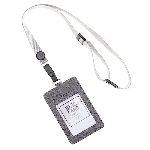 Produktbild: Operitacx Abnehmbare Lanyard-ausweishalter Vertikale Ausweishülle Für Den Täglichen Gebrauch Grau Für Unternehmen