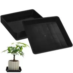 Produktbild: Operitacx Blumentopf Untersetzer Eckig Sukkulenten Topf Untersetzer Quadratisch Schwarz Kunststoff Teller 12 Stück 18cm Desktop Boden Pflanztopf Zimmerpflanzen Pflanzen Blumen Untertassen