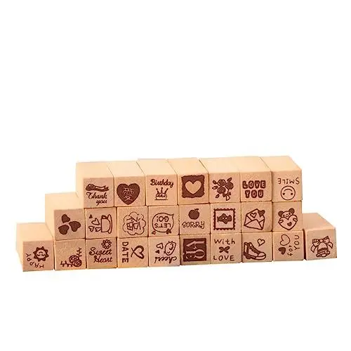 Produktbild: Operitacx Edelsteinarmbänder für Frauen WC-Aufkleber Siegelstempel aus Holz Erinnerungsfotoalbum schreibwaren Mini-Siegelstempel hölzernes Siegel Karikatur Briefmarke Sammelalbum Bambus