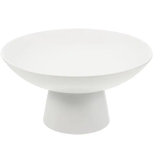 Produktbild: Operitacx Kleine Keramikschale Mit Fuß Runde Schale Obstschalenhalter Dessertständer Tischdekoration Serviertablett Weiß, 15cm