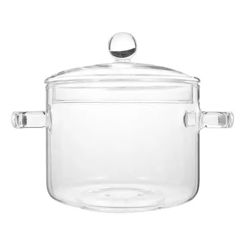 Produktbild: Operitacx Glas Kochtopf mit Deckel, 1350 ml, Hitzebeständiger Topf und Pfanne, Kochgeschirr-Set, Kochfeldsicher für Pasta, Nudeln, Suppe, Milch, Lebensmittel