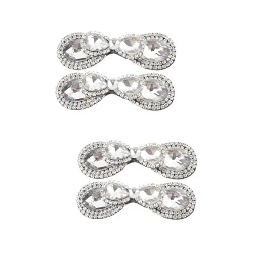 Produktbild: Operitacx Hochzeitsdekoration 2 Paar Bogenschuh Glasornamente zum Basteln Hochzeitszubehör schuhbroschen shoe charms Brautschuhe Schuhclips Schuhschmuck-Clips Schuhschleifen High Heels Braut