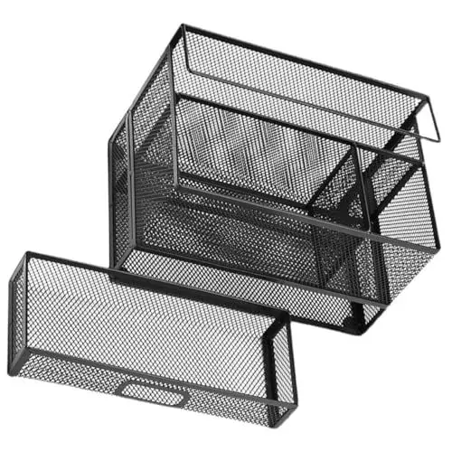 Produktbild: Operitacx Kasten Schreibtisch Aufbewahrungsbox Organisationskorb Aus Schwarzem Metall Mesh-stift-organizer Stifthalter Für Den Schreibtisch Bleistifthalter Kombination Büro Multifunktion