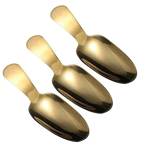 Produktbild: 3 Stück Edelstahl mit kurzem Griff, multifunktionale Dessertschaufeln, Eisportionierer, goldene Kugeln, 9 cm