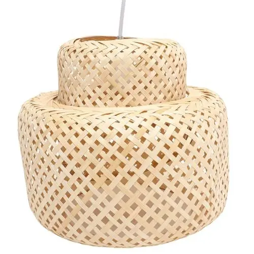 Produktbild: Operitacx Bambusgewebte Pendelleuchte Schlichte Hängelampe Für Wohnzimmer Esszimmer Und Restaurant Deckenleuchte Ohne Glühbirne Weave Ceiling Lamp Für Stilvolle Raumgestaltung