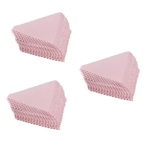 Produktbild: Operitacx 150stücke Reinigungstücher Mikrofaser Für Schmuck Pinkes Suede Nap Reinigungstuch Für Silber Und Goldschmuck Für Polieren Und Pflege Von Uhren Und Brillen