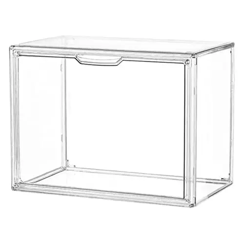 Produktbild: Operitacx Transparente Aufbewahrungsboxen mit Deckel, 5er-Pack Acryl-Vitrine mit Tür – Stapelbare Aufbewahrungsboxen - Vielseitig Einsetzbar Im Wohnzimmer, Schlafzimmer Oder BüRo