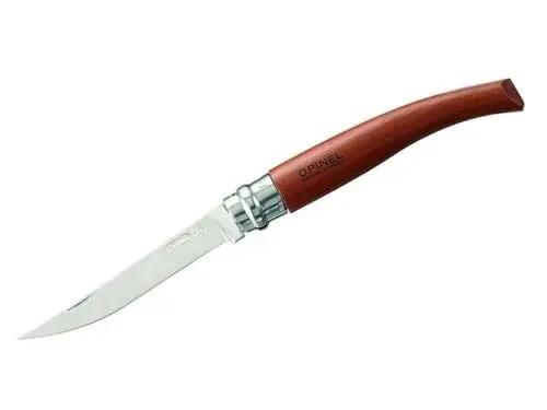 Produktbild: OPINEL , N°07 Braunes Klappmesser, XC90-Kohlenstoffstahl, pflegeleicht, korrosionsbeständig, Griff aus klar lackiertem Buchenholz, 8 cm lange Klinge, mit doppeltem Virobloc-Sicherheitsring