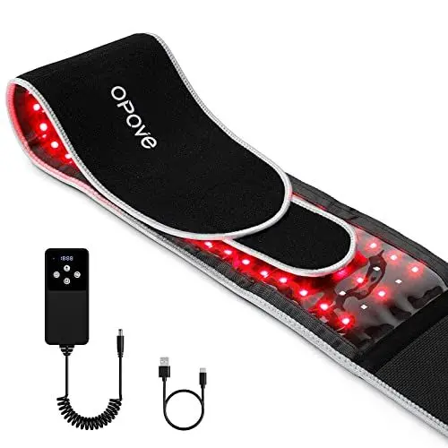 Produktbild: Opove Rotlichtlampe Infrarotlampe Gürtel, Schnurloses Rückenheizkissen mit Rotlicht Wärmelampe, Rückenschmerzen lindern, tragbar, 660nm & 880nm LED Rotlicht für Knie, Nacken, R2