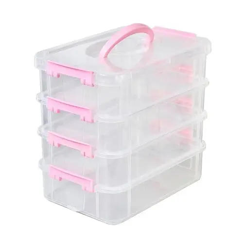 Produktbild: OPPWONG Bastel-Organizer und Aufbewahrung, Stapelbare Aufbewahrungsbox, Ornament-Aufbewahrungsbox, Kunststoff-Werkzeugkasten mit Griff, Desktop-Spielzeugblöcke, Organizer-Box für Heim-,