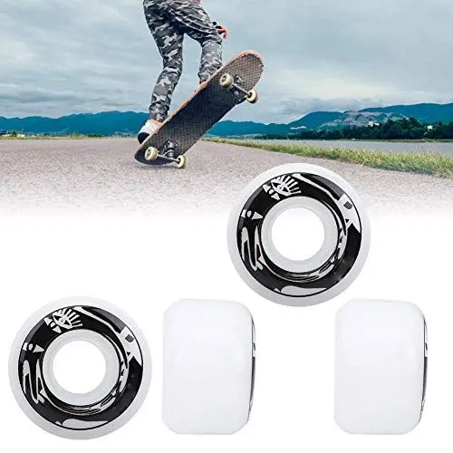 Produktbild: OPPWONG Skateboard-, 4 Stück Hochelastische Longboard-, Skate-, Straßenräder, Ersatz für Skateboards, Roller (Weiß mit Bildern)
