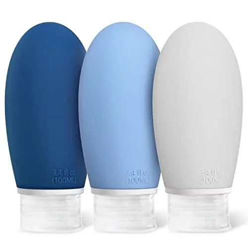 Produktbild: Opret 100ml Silikon Reiseflaschen Set, 3 Stück Auslaufsicher Nachfüllbare Portable Reise Container für Shampoo Creme Spülung, BPA-frei und TSA-geprüft