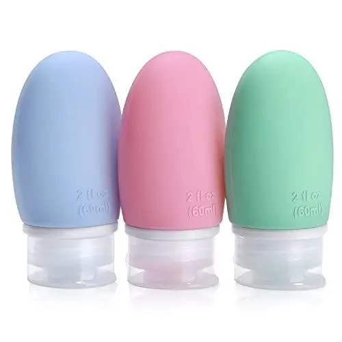 Produktbild: Opret 3 Stück Silikon Reiseflaschen Set, 60ml Auslaufsicher Nachfüllbare Portable Reise Container für Shampoo Creme Spülung, BPA-frei und TSA-geprüft