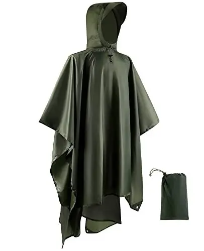 Produktbild: Opret Wasserdicht Regenponcho Damen Herren, Leicht Atmungsaktiv Regencape 3-in-1-Multifunktional Regenmantel Regenschutz Regen Poncho für Wandern und Camping
