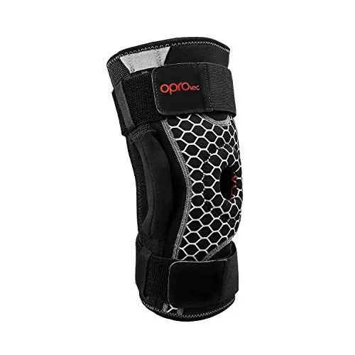 Produktbild: OPROtec Neopren-Kniestütze mit Metallscharnieren für zusätzlichen Halt - Für Kreuzbandrisse und Bandverstauchungen - Für rechtes oder linkes Bein zum Skifahren und für andere Sportarten (XL)