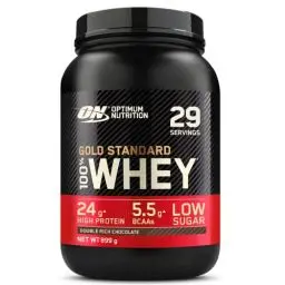 Produktbild: Optimum Nutrition Gold Standard 100% Molkenproteinpulver für Muskelaufbau und -regeneration mit natürlich vorkommendem Glutamin und BCAA-Aminosäuren, Double Rich Chocolate, 29 Portionen, 899 g