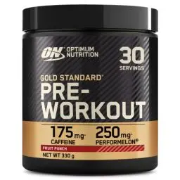 Produktbild: Optimum Nutrition Gold Standard Pre Workout Powder, Nahrungsergänzungsmittel mit Kreatin Monohydrat, Beta Alanin, Koffein und Vitamin B Komplex, Fruchtpunsch-Geschmack, 30 Portionen, 330 g