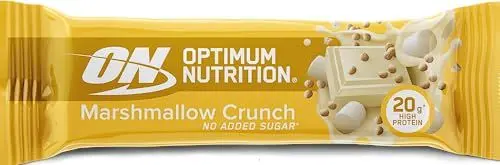Produktbild: Optimum Nutrition Marshmallow Crunch, knusprige Protein-Riegel, ohne Zuckerzusatz, für unterwegs, Gym-Snack vor und nach dem Training für Männer und Frauen, 10 x 65 g