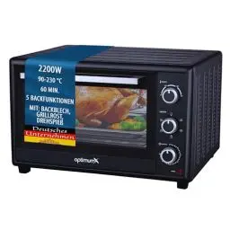 Produktbild: OptimumX Minibackofen 60 Liter XXL mit Umluft, 2200W, Drehspieß, Anthrazit