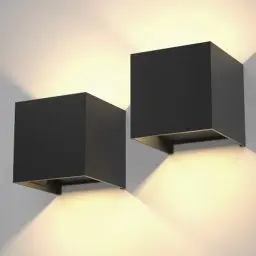 Produktbild: Optimumx 2 Stück Wandleuchte innen außen 12 W Modern Wandlampe auf und ab Einstellbarer Lichtstrahl 3000 K Warmweiß LED Außenwandleuchte IP65 (Schwarz, 2 er)