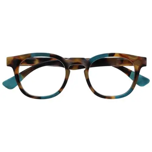 Produktbild: OPULIZE Ava Lesebrille Schmeichelhaft Abgerundet Rahmen Federscharniere Kratzfest Braun Schildpatt Türkis Herren Damen R62-Q +3.00