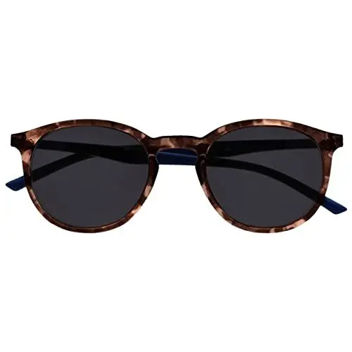 Produktbild: OPULIZE Met Sonnenbrille Schlank Runder Rahmen Federscharniere Kratzfeste Getönte Linse UV400-Schutz Braun Schildpatt Blau Bügel Herren Damen S60-2