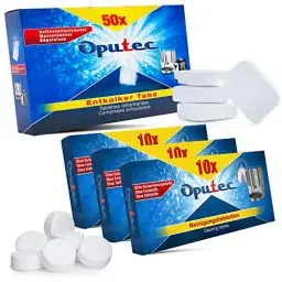 Produktbild: Oputec Reinigungsset für Kaffeevollautomaten | 50 Entkalker Tabs + 30 Reinigungstabs | Kompatibel zu allen Kaffeemaschinen: Miele Delonghi Senseo Siemens Saeco WMF Philips