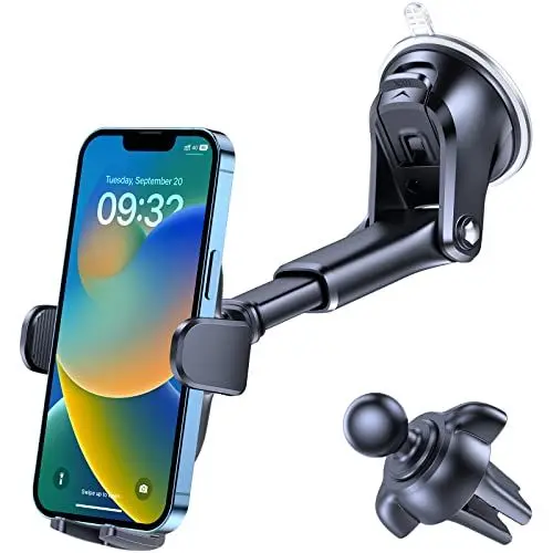 Produktbild: OQTIQ Handyhalterung Auto Saugnapf, Handyhalter Scheibe, 360° Drehbar Car Phone Holder Mount für Windschutzscheibe Armaturenbrett EIN-Knopf-Release Lüftung für iPhone Samsung
