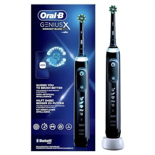 Produktbild: Oral-B Genius X Elektrische Zahnbürste/Electric Toothbrush, 6 Putzmodi für Zahnpflege, künstliche Intelligenz & Bluetooth-App, Geschenk Mann/Frau, Designed by Braun, schwarz