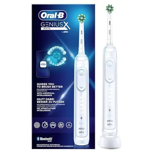 Produktbild: Oral-B Genius X Elektrische Zahnbürste/Electric Toothbrush, 6 Putzmodi für Zahnpflege, künstliche Intelligenz & Bluetooth-App, Geschenk Mann/Frau, Designed by Braun, weiß