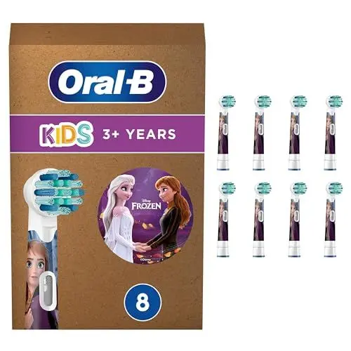 Produktbild: Oral-B Kids Frozen Aufsteckbürsten für elektrische Zahnbürste, 8 Stück, extra weiche Borsten, Zahnbürstenaufsatz für Oral-B Zahnbürsten, für Kinder ab 3 Jahren, briefkastenfähige Verpackung