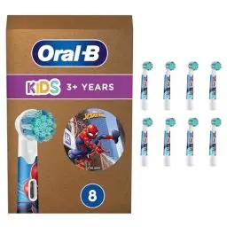Produktbild: Oral-B Kids Spiderman Aufsteckbürsten für elektrische Zahnbürste, extra weiche Borsten, für Kinder ab 3 Jahren, briefkastenfähige Verpackung, 8 Stück