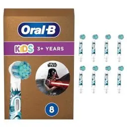 Produktbild: Oral-B Kids Star Wars Aufsteckbürsten für elektrische Zahnbürste, extra weiche Borsten, Zahnbürstenaufsatz für Oral-B Zahnbürsten, für Kinder ab 3 Jahren, briefkastenfähige Verpackung, 8 Stück