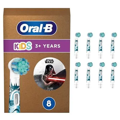 Produktbild: Oral-B Kids Star Wars Aufsteckbürsten für elektrische Zahnbürste, extra weiche Borsten, Original Zahnbürstenaufsatz, für Kinder ab 3 Jahren, briefkastenfähige Verpackung, 8 Stück