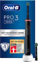 Produktbild: Oral-B PRO 3 3000 Elektrische Zahnbürste/Electric Toothbrush, 2 CrossAction Aufsteckbürsten, mit 3 Putzmodi und visueller 360° Andruckkontrolle für Zahnpflege, Geschenk Mann/Frau, schwarz