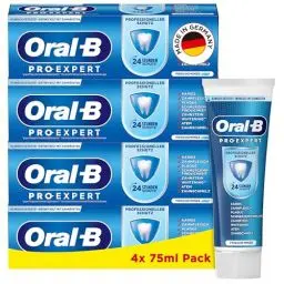 Produktbild: Oral-B Pro-Expert Professioneller Schutz Zahncreme, 24 Stunden Schutz vor Plaque, frischer Minzgeschmack, Made in Germany, Zahnpasta, 4x 75 ml Pack