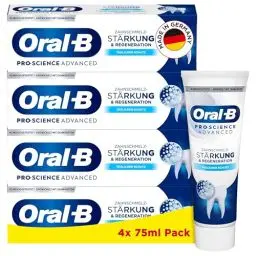 Produktbild: Oral-B Pro-Science Advanced Zahnschmelz-Stärkung & Regeneration Täglicher Schutz Zahncreme, für die tägliche Anwendung, Made in Germany, Zahnpasta, 4x 75ml Pack