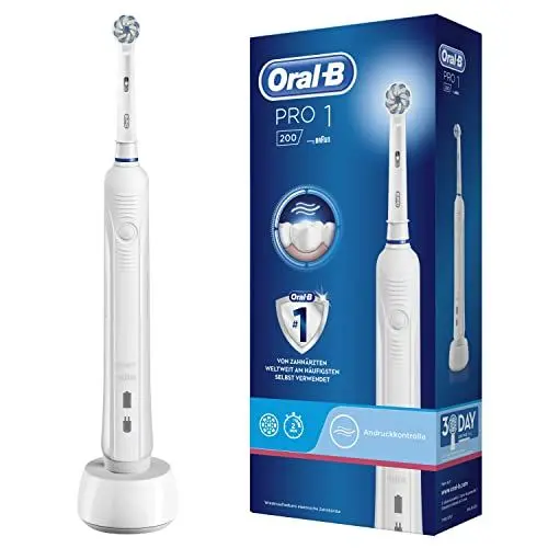 Produktbild: Oral-B PRO 1 200 Elektrische Zahnbürste/Electric Toothbrush für eine gründliche Zahnreinigung, 3 Putzprogamme, Drucksensor & Timer, 1 Sensitive Clean Aufsteckbürste, Geschenk Mann/Frau, weiß