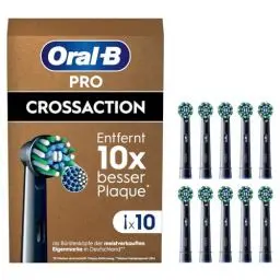Produktbild: Oral-B Pro CrossAction Aufsteckbürsten für elektrische Zahnbürste, 10 Stück, überlegene Zahnreinigung, X-Borsten, Original Zahnbürstenaufsatz Oral-B Zahnbürsten, briefkastenfähige Verpackung, schwarz