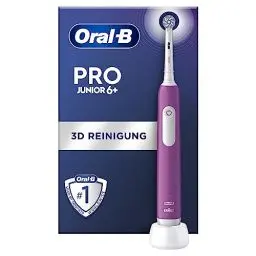 Produktbild: Oral-B Pro Junior Elektrische Zahnbürste/Electric Toothbrush für Kinder ab 6 Jahren, Drucksensor, 3 Putzmodi inkl. Sensitiv für Zahnpflege, weiche Borsten & Timer, Designed by Braun, lila