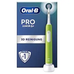 Produktbild: Oral-B Pro Junior Elektrische Zahnbürste/Electric Toothbrush für Kinder ab 6 Jahren, Drucksensor, 3 Putzmodi inkl. Sensitiv für Zahnpflege, weiche Borsten & Timer, Designed by Braun, grün