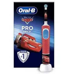Produktbild: Oral-B Pro Kids Cars Elektrische Zahnbürste/Electric Toothbrush für Kinder ab 3 Jahren, inklusive Sensitiv+ Modus für Zahnpflege, extra weiche Borsten, 1 Aufsteckbürste, 4 Sticker, rot/blau