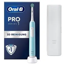 Produktbild: Oral-B Pro Series 1 Elektrische Zahnbürste/Electric Toothbrush, 1 Aufsteckbürste, 3 Putzmodi und Drucksensor für Zahnpflege, Reiseetui, Designed by Braun, blue