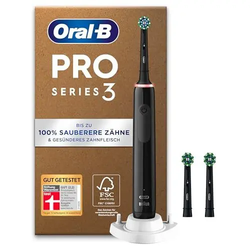 Produktbild: Oral-B Pro Series 3 Plus Edition Elektrische Zahnbürste, 3 Aufsteckbürsten, mit visueller 360° Andruckkontrolle für Zahnpflege, Designed by Braun, Black