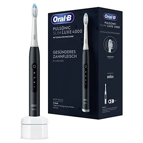 Produktbild: Oral-B Pulsonic Slim Luxe 4000 Elektrische Schallzahnbürste/Electric Toothbrush, 3 Putzmodi für Zahnpflege und gesundes Zahnfleisch, Geschenk Mann/Frau, Designed by Braun, matte black